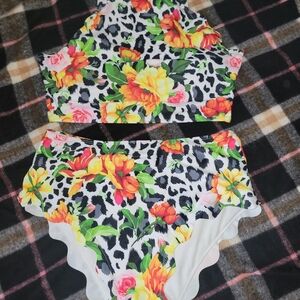 SHEIN Floral and Leopard Print Bikini